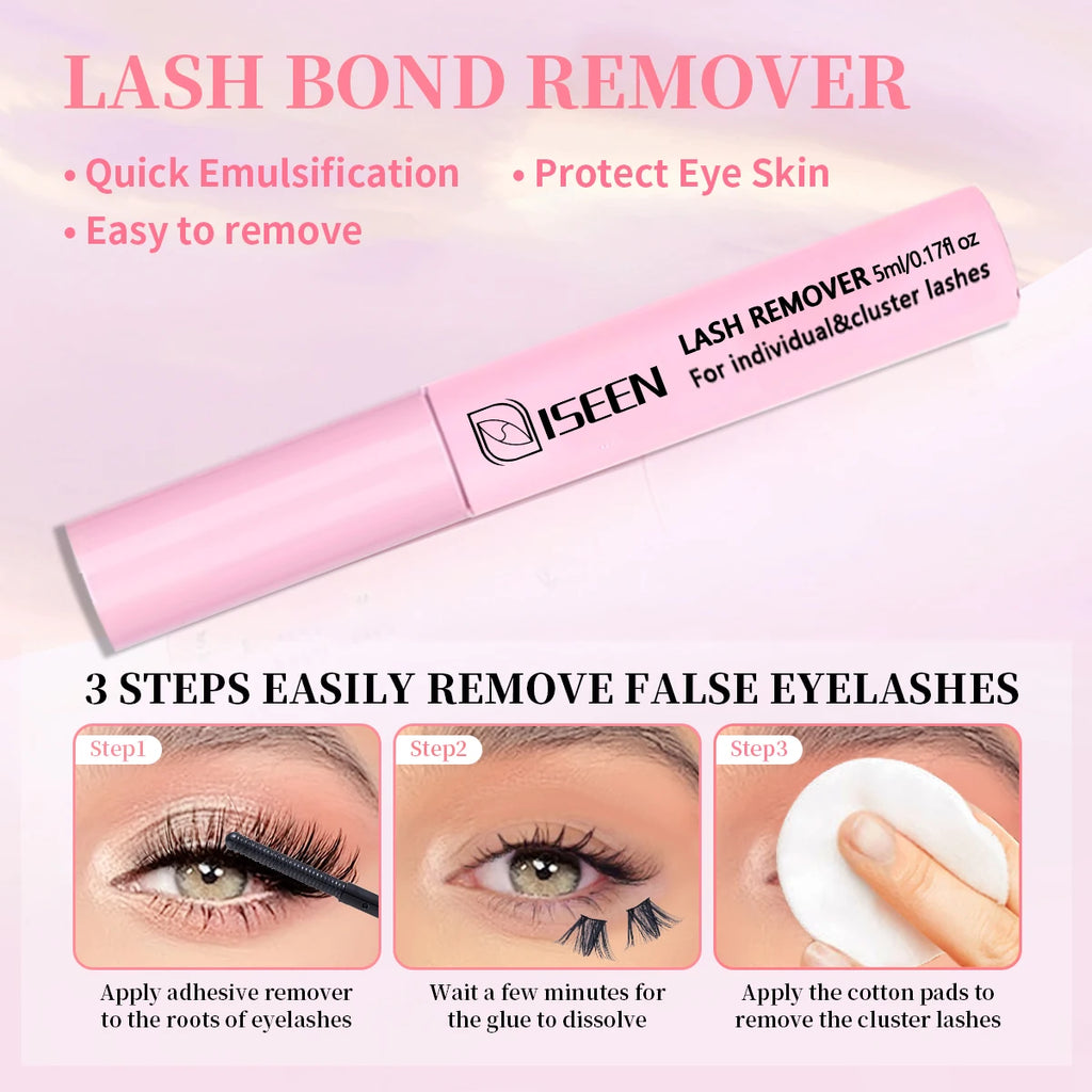 ISEEN Lash Bond and Seal 10ml for Lash Clusters Super Hold Long-Lasting Non-Irritating Eyelash Glue for DIY at Home