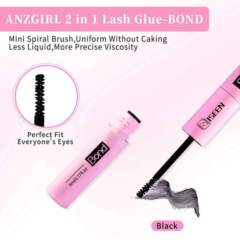 ISEEN Lash Bond and Seal 10ml for Lash Clusters Super Hold Long-Lasting Non-Irritating Eyelash Glue for DIY at Home
